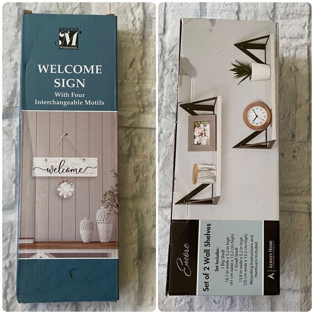 MYCO welcome sign & encore set of 2 hanging shelves